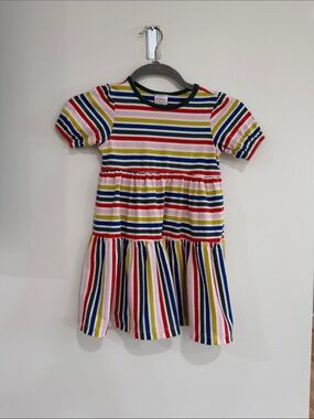Hanna Andersson Rainbow Stripe Short Sleeve Tiered Dress